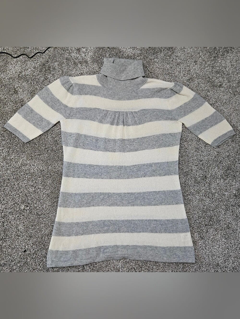 C&C California Pure Cashmere Striped Turtleneck Babydoll Sweater L